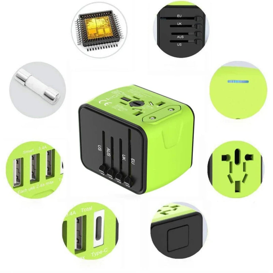 Reisstekker - Universele Reisadapter met USB-C