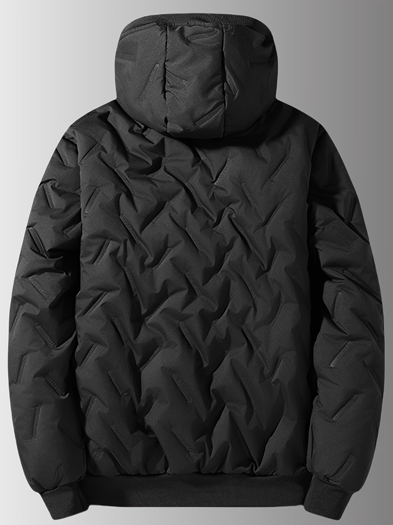 Visconte | Heren Winterjas Waterdicht dons | Fleece gevoerde Quilted jas, fleecevoering, trekkoordcapuchon, zwarte winterjas