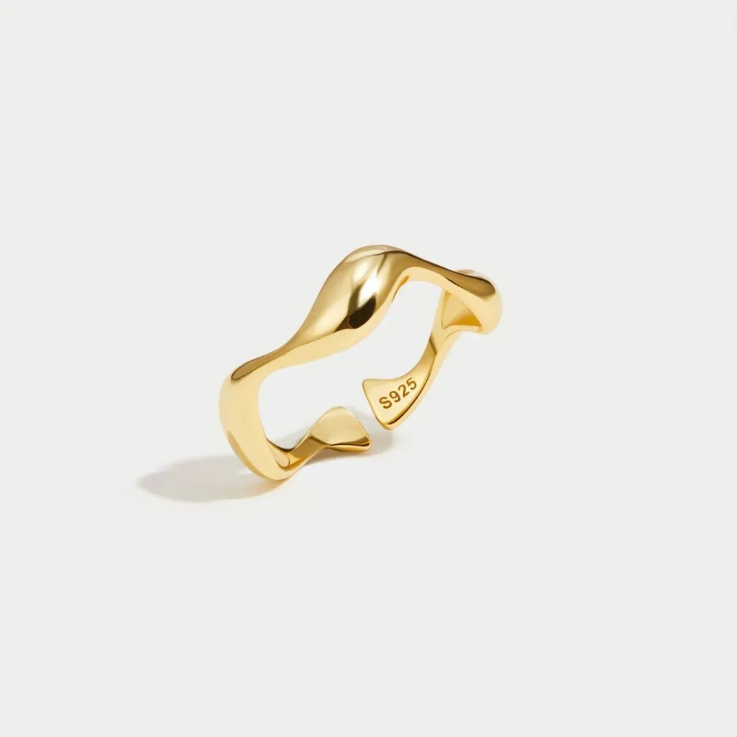 925 Sterling Gold Wave Ring - Visconte