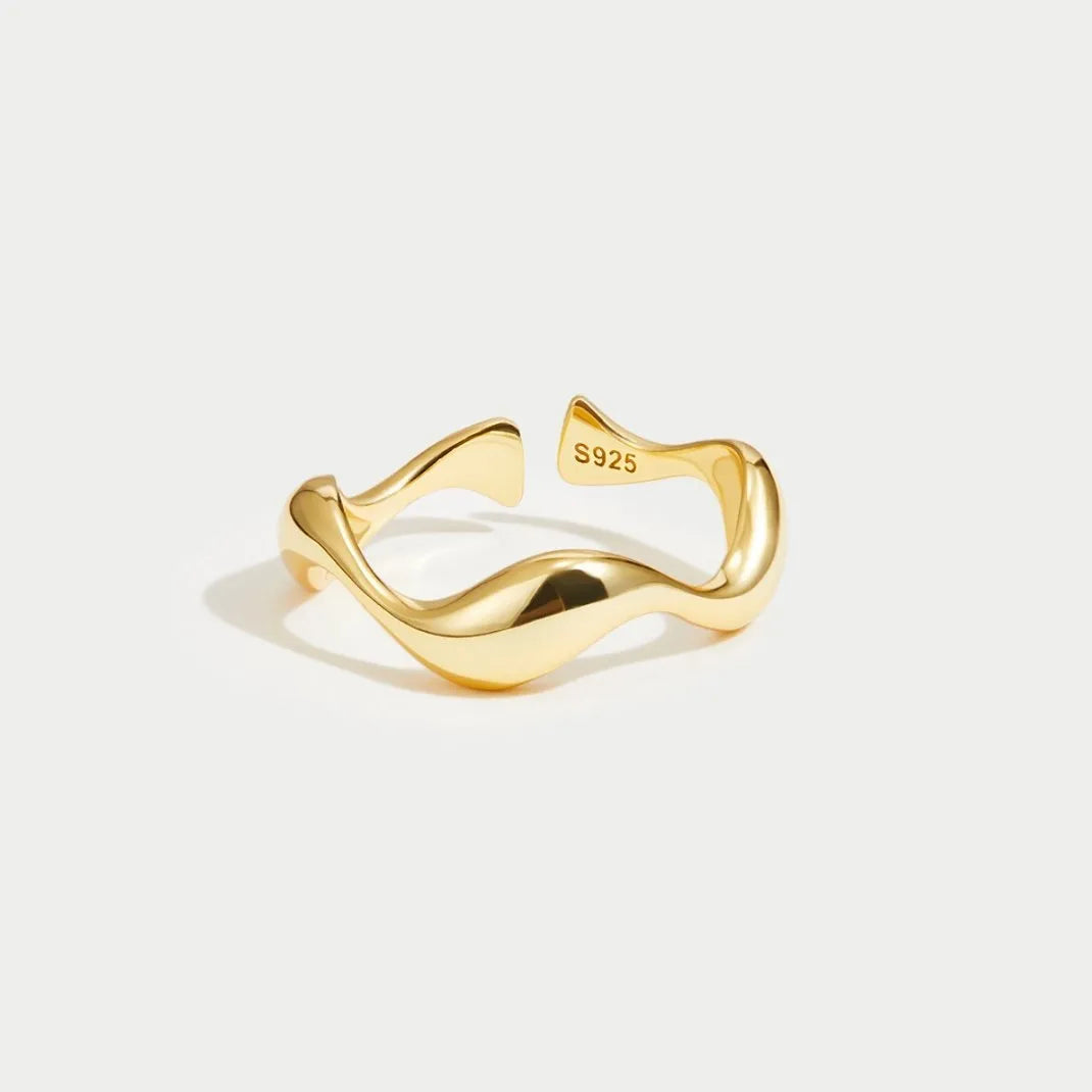 925 Sterling Gold Wave Ring - Visconte