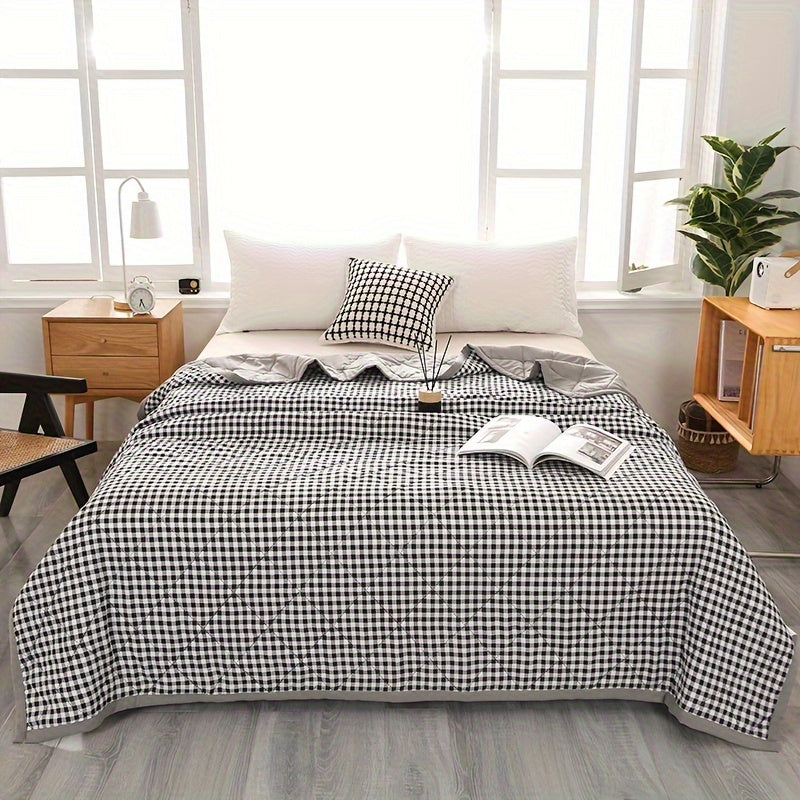 Preppy Style Plaid Zomer Quilt | Lichtgewicht gewatteerde sprei - Geschikt voor alle seizoenen