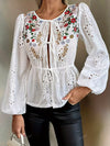 Elegant Floral Tie-Front Dames Blouse | Duurzaam - Must-Have - Stijlvol & Comfortabel - Lente/Zomer/Herfst