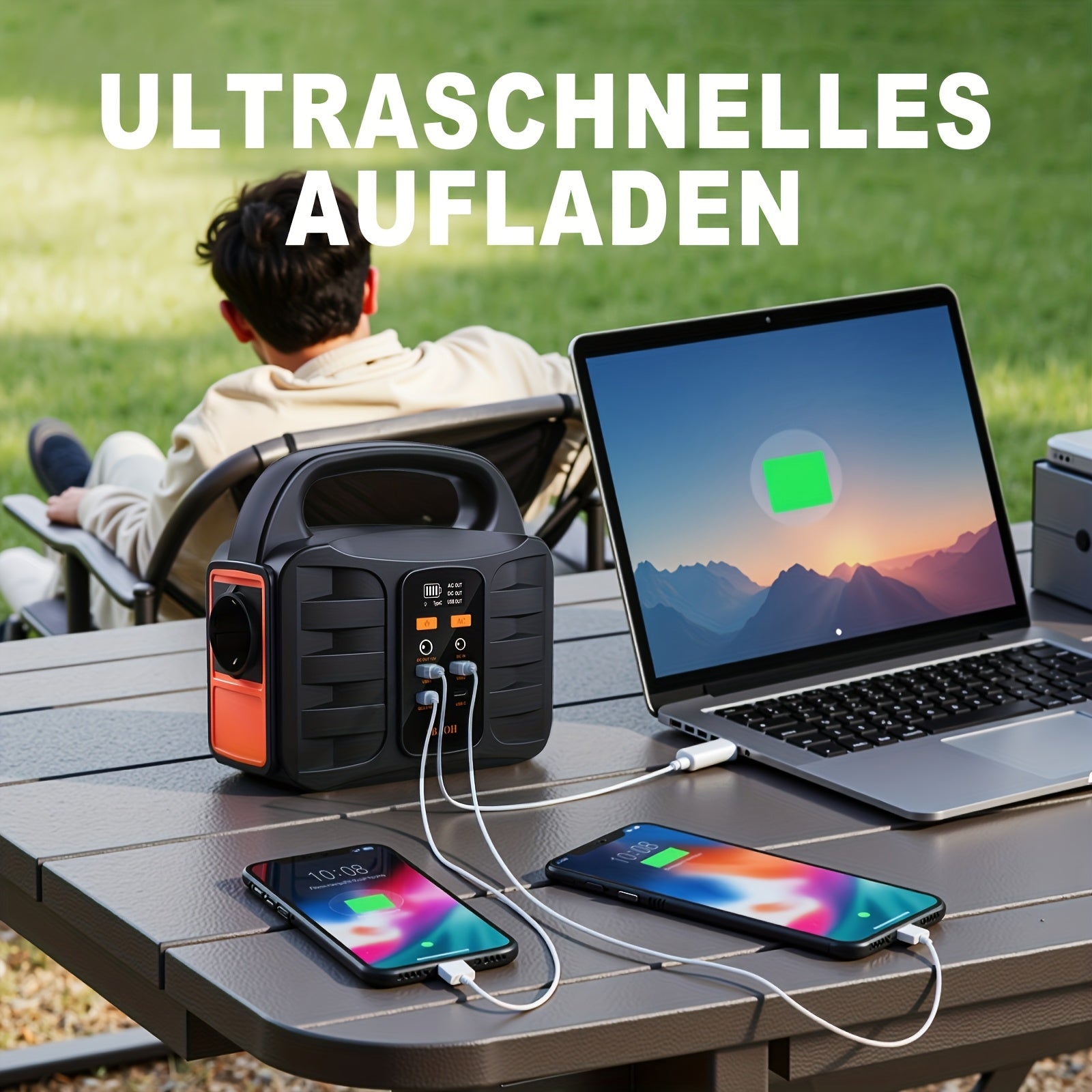 Voltura Gear | Draagbare Power Station – 194Wh Lithium Accu, 150/200W Output, AC/USB Poorten, Solar-Compatibel, Ideaal voor Reizen, Camping & Noodstroom
