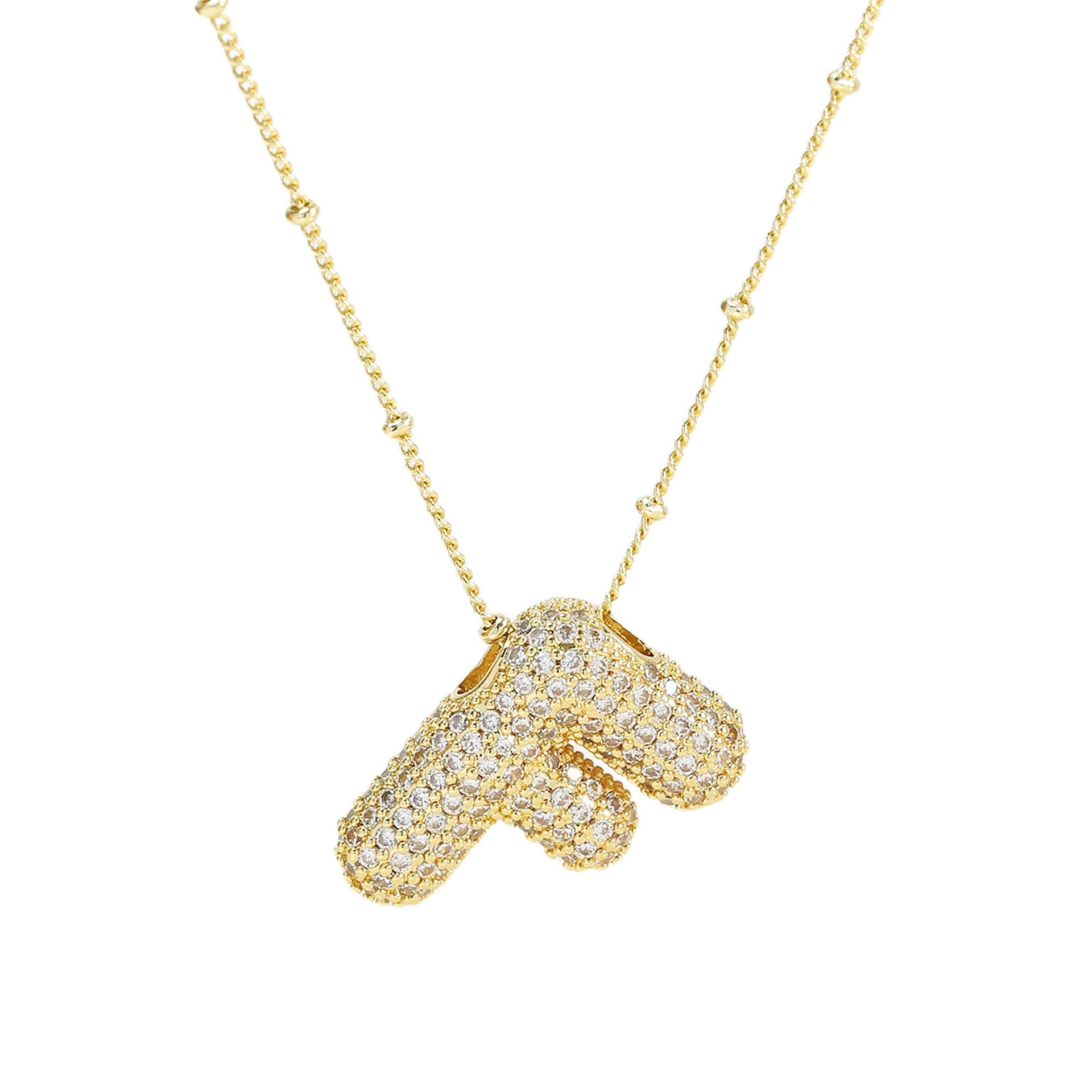 Dames Ketting – Initial Hanger – Fonkelende Stenen – Verfijnde Schakelketting – Statement Sieraad