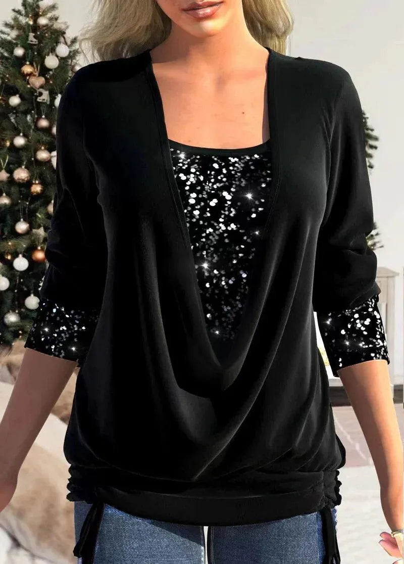 Comfortabele Damesblouse met Glitteraccenten - Visconte