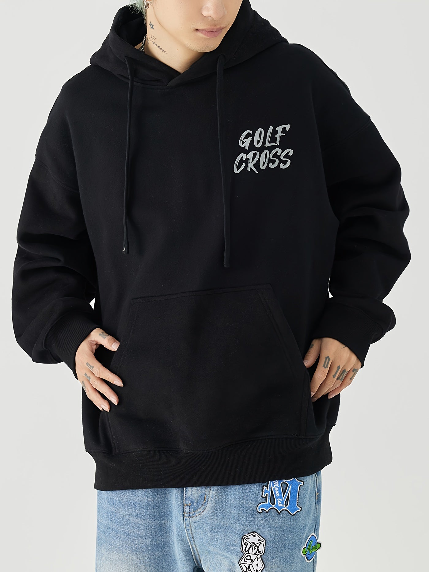 Golf Cross™ | Hoodie met Graphic Print Heren | Regular fit | Kangaroezak - Lichte katoenmix - Ideaal voor buitenactiviteiten