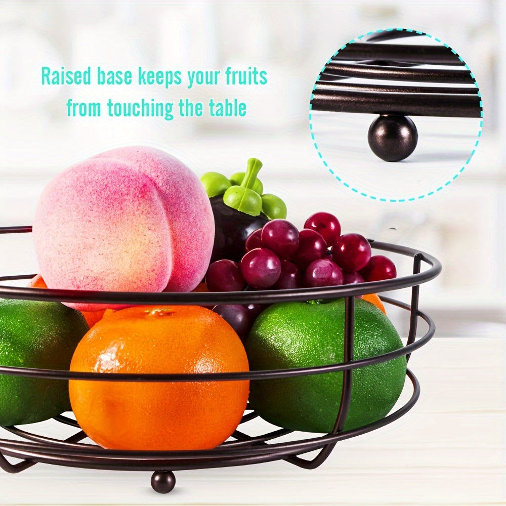 2-Laags Ovale Fruitmand met Bananenhouder – Metalen Keuken Organizer