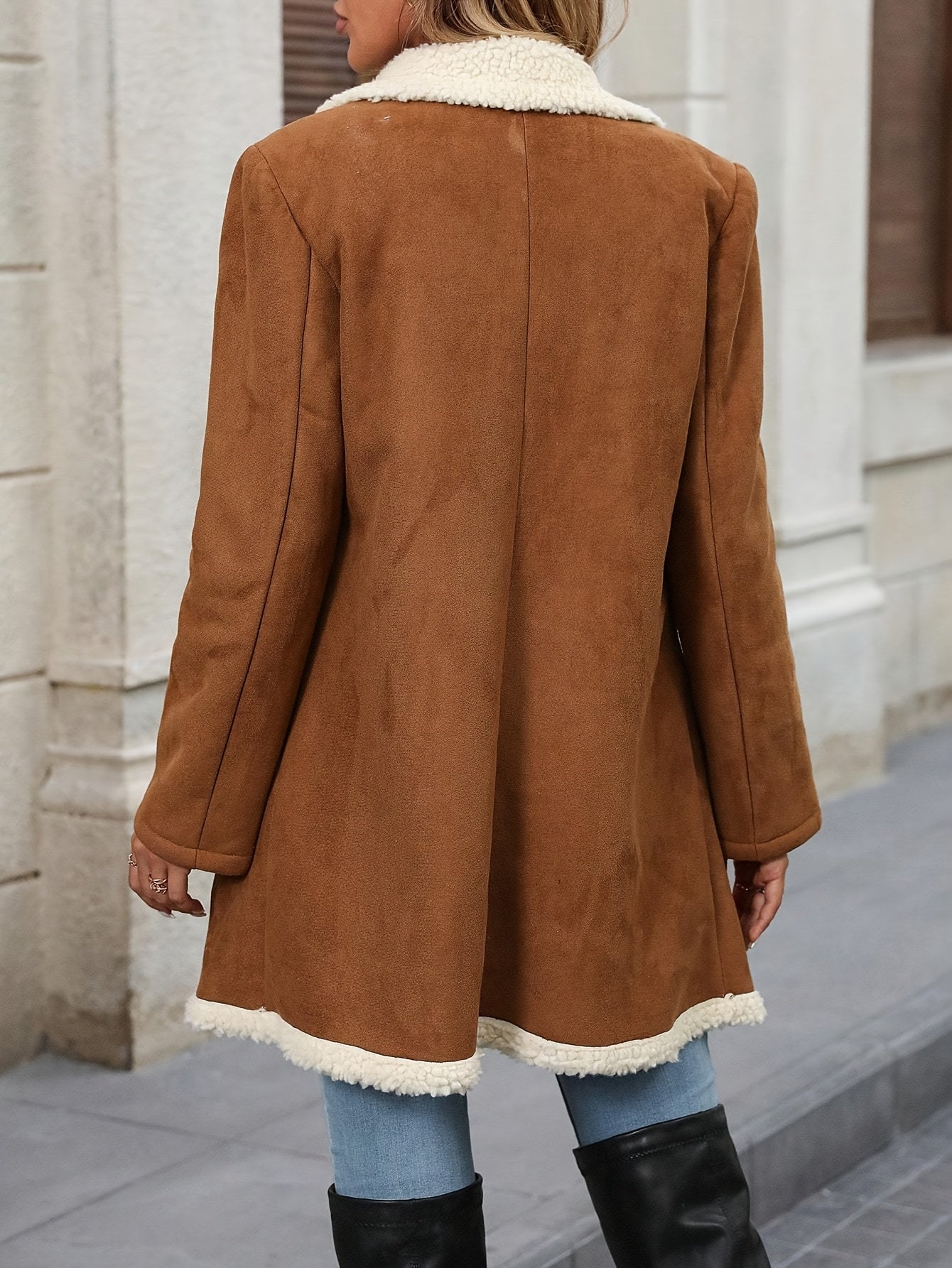 Visconte | Dames Lange Mantel | Wolblend double-breasted coat, contrastdetails, elegante warme winterjas