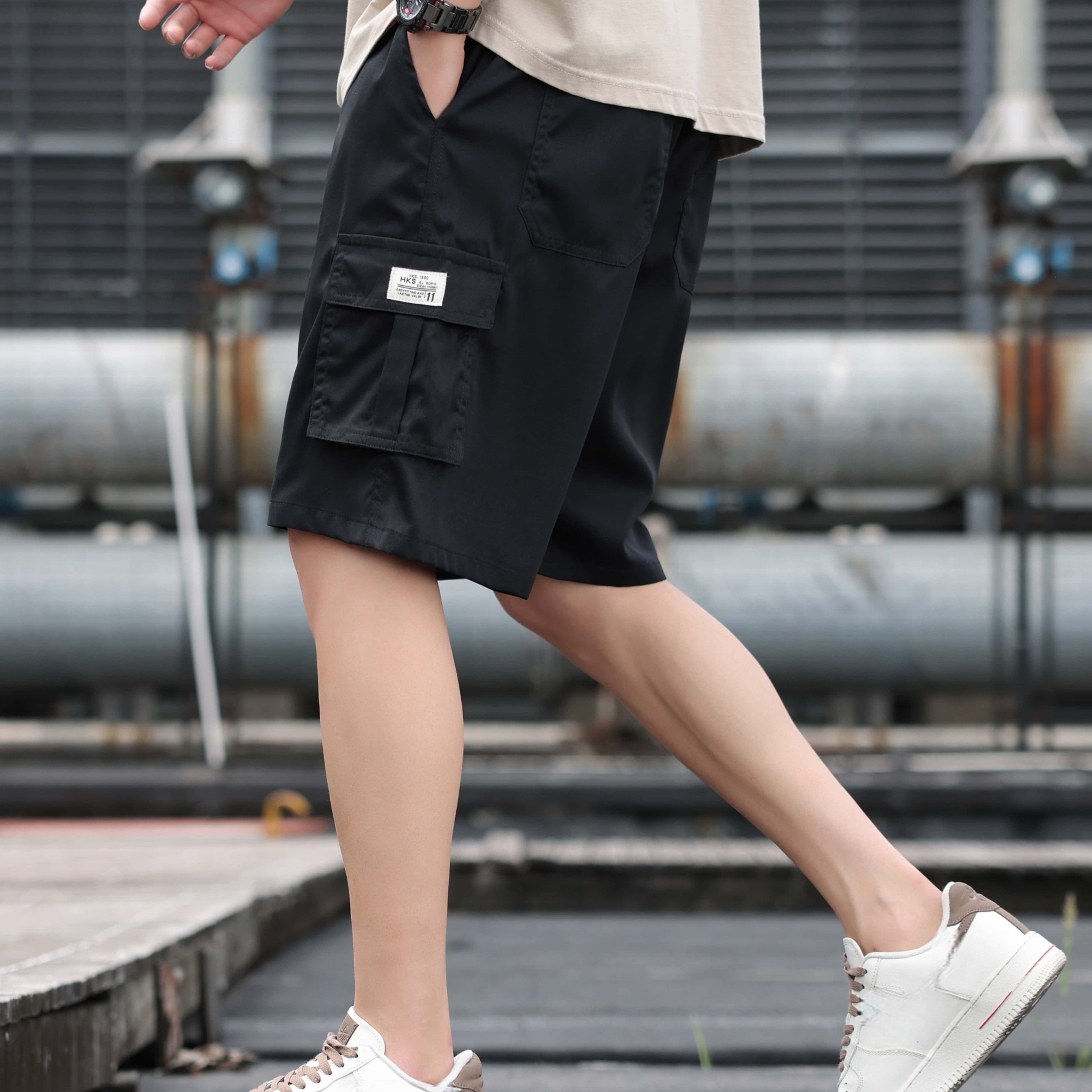 Visconte | Cargo Shorts Heren | Katoenmix, multi-pocket design, trekkoord taille, casual zomer bermuda