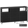 Welcro | Ladekast Dressoir | 8 lades, 140 cm, met USB en AC poorten voor slaapkamer en woonkamer