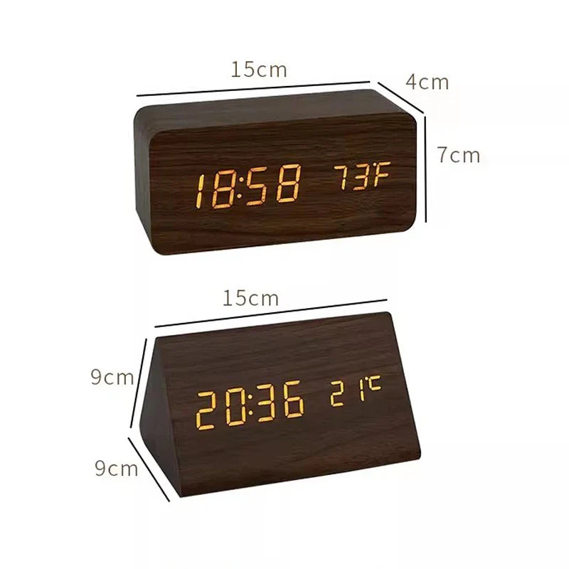 Wekker - WoodWatch - LED Display - Spraakbesturing