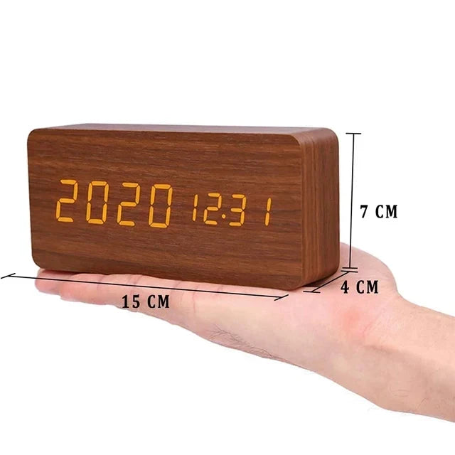 Wekker - WoodWatch - LED Display - Spraakbesturing