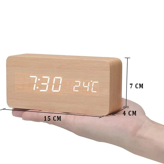 Wekker - WoodWatch - LED Display - Spraakbesturing