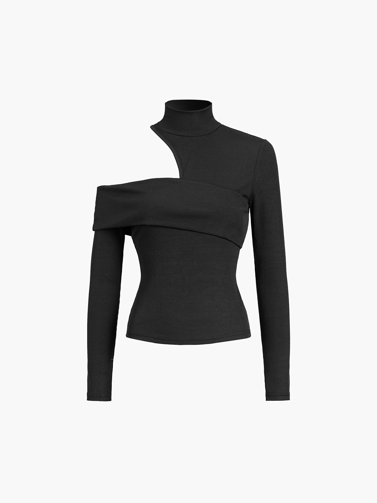 Oblique Cutout Rib Long Sleeve | Dames Topje