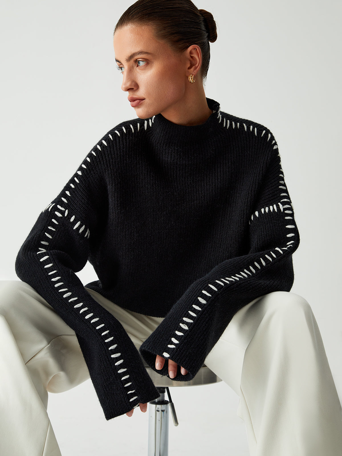 Shift The Focus | Oversized Mock Neck Sweater/Trui Dames