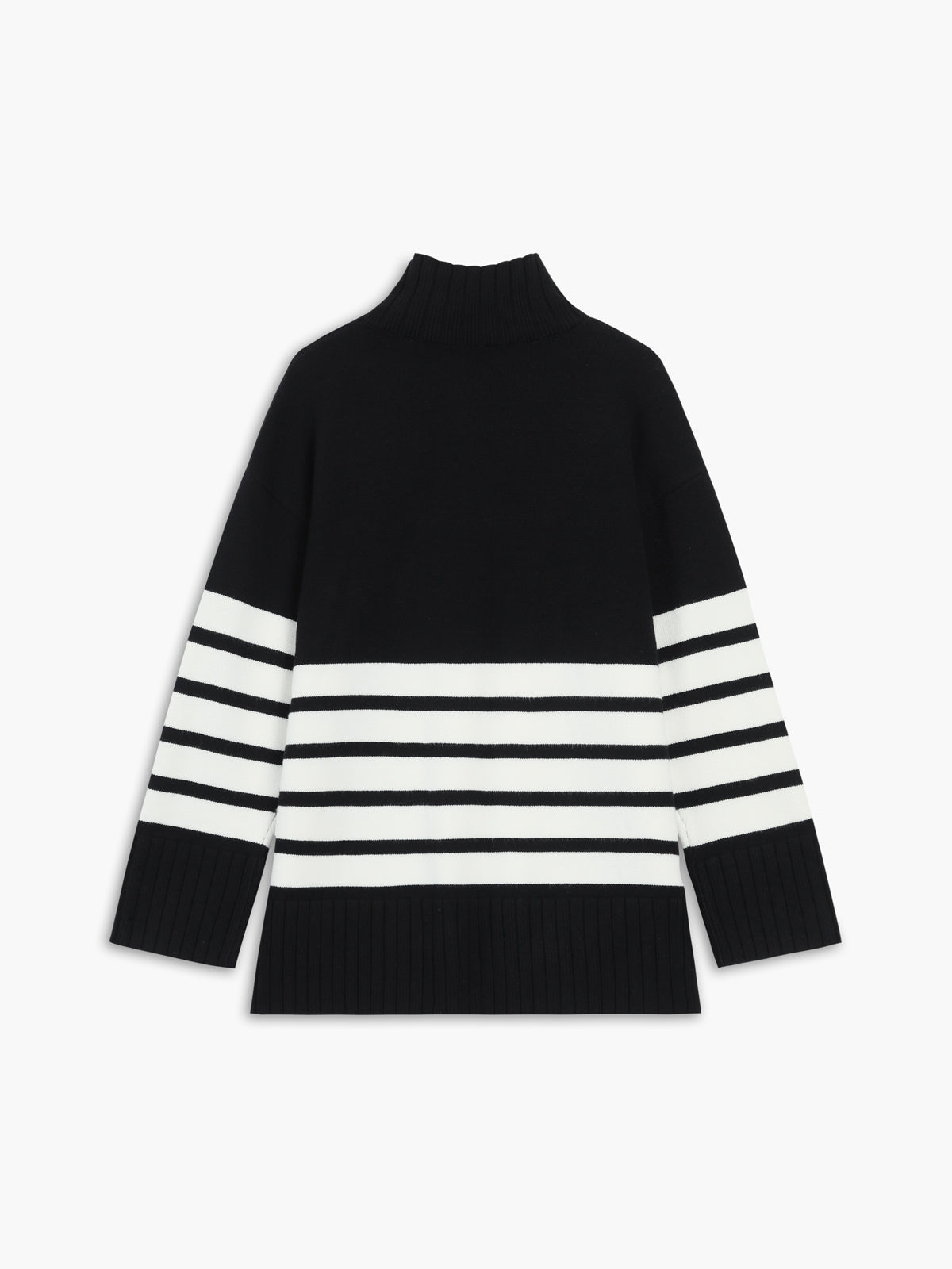 Miss Paris | Mock Neck Stripe Sweater/Trui