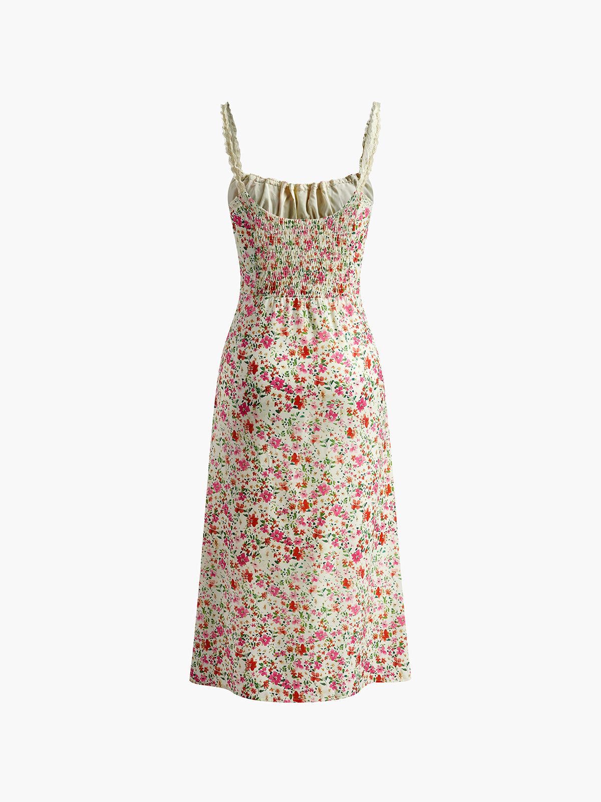 Floral Trim Cami Midi Jurk | Slimfit - Elegante Bloemen Details - Perfect Voor Zomer Feestjes