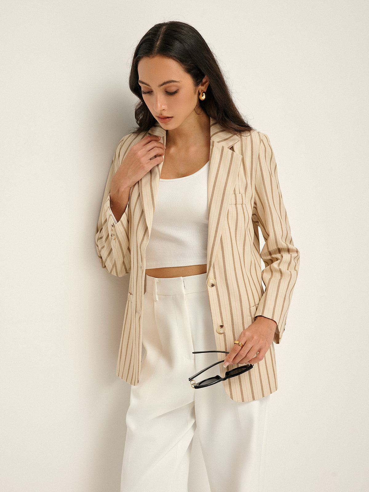 Belle Couture | Blazer met Revers, Knopen en Pinstripe - Regular Fit - Essential