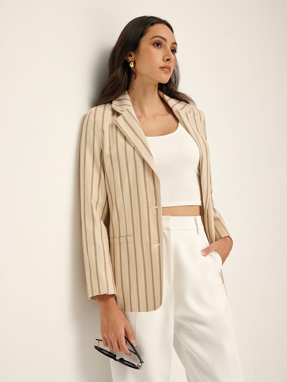 Belle Couture | Blazer met Revers, Knopen en Pinstripe - Regular Fit - Essential