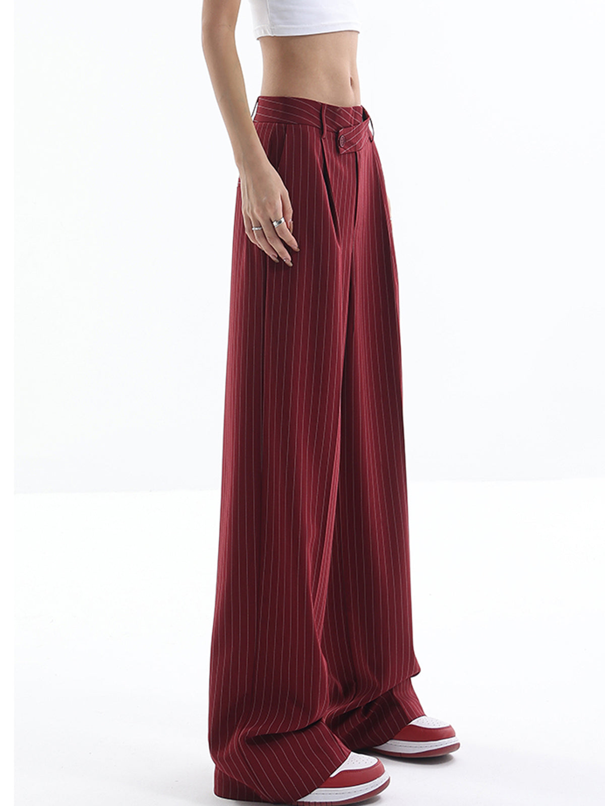 Visconte | Asymmetrische Hoge Taille Pinstripe Broek