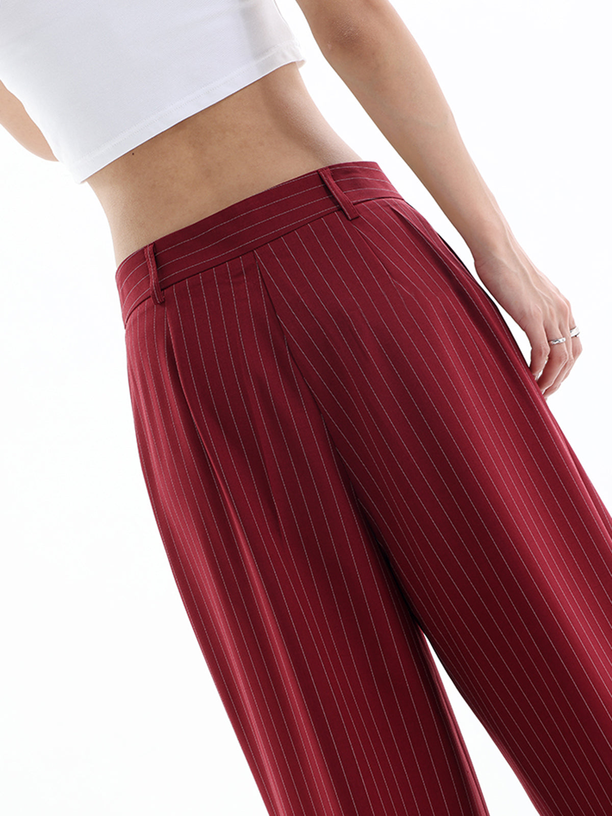 Visconte | Asymmetrische Hoge Taille Pinstripe Broek