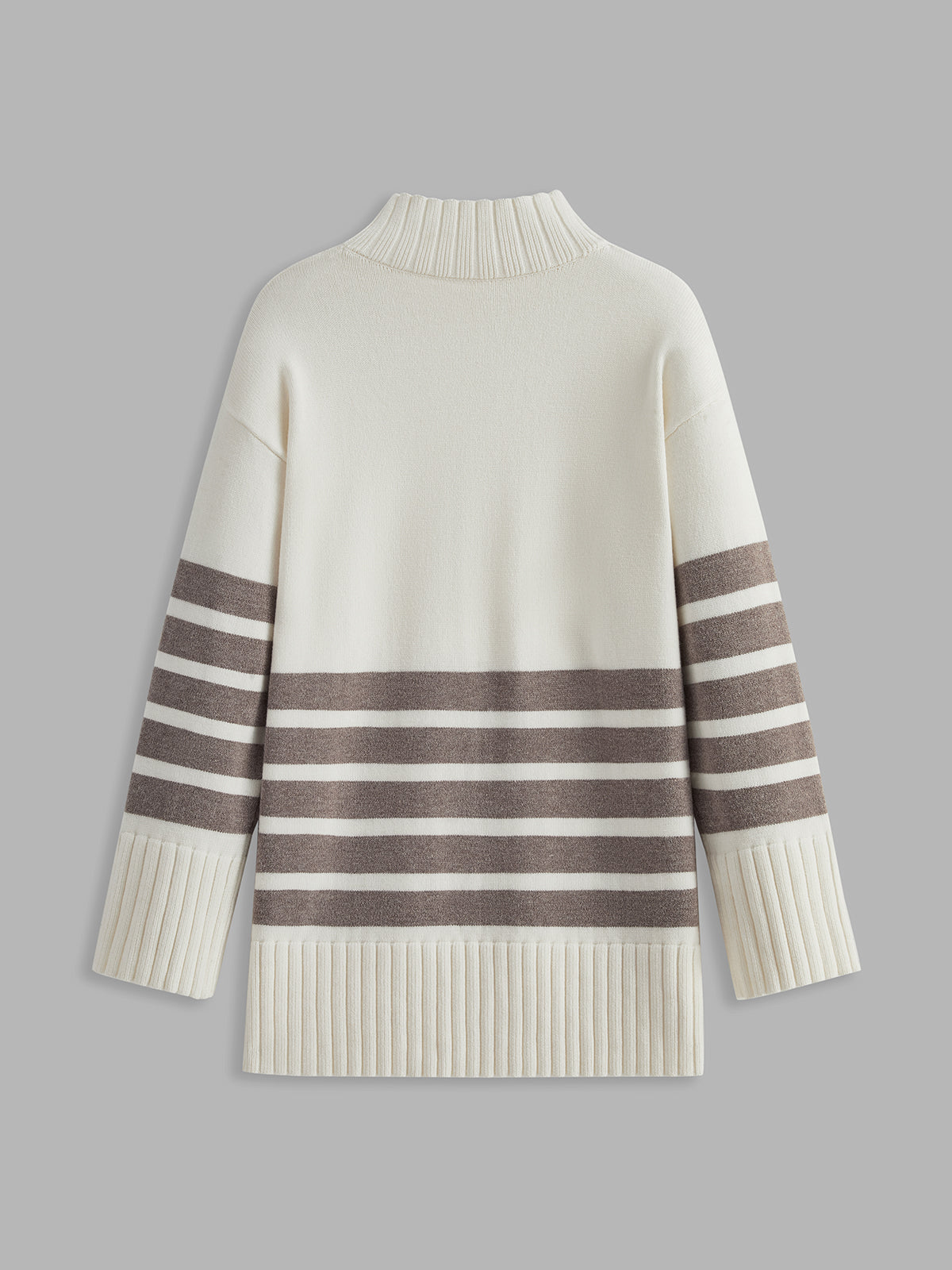 Miss Paris | Mock Neck Stripe Sweater/Trui