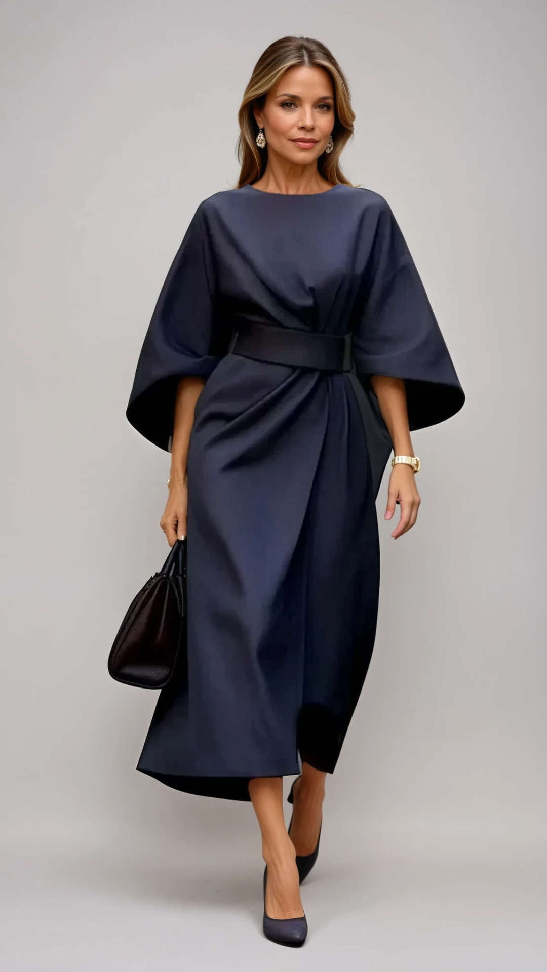 Selva | Elegante jurk met lantaarnmouwen en ceintuur