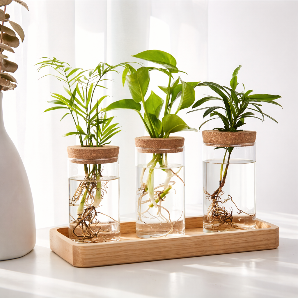 Visconte | Glazen Kweekvaas | Transparant glas, hydroponisch design, plant propagatie vaas voor interieur en kantoor