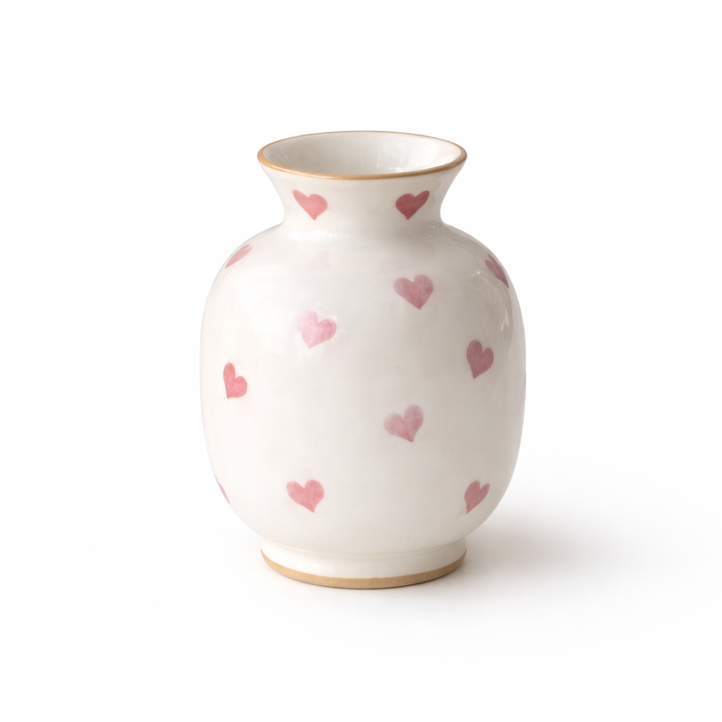 Visconte | Keramische Vaas | Handgeschilderd keramiek, hartvorm design, decoratieve bloemenvaas voor interieur
