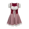 Dames Oktoberfest Jurk - FestBrau - Geruit Design, Pofmouwen en Strikdetails