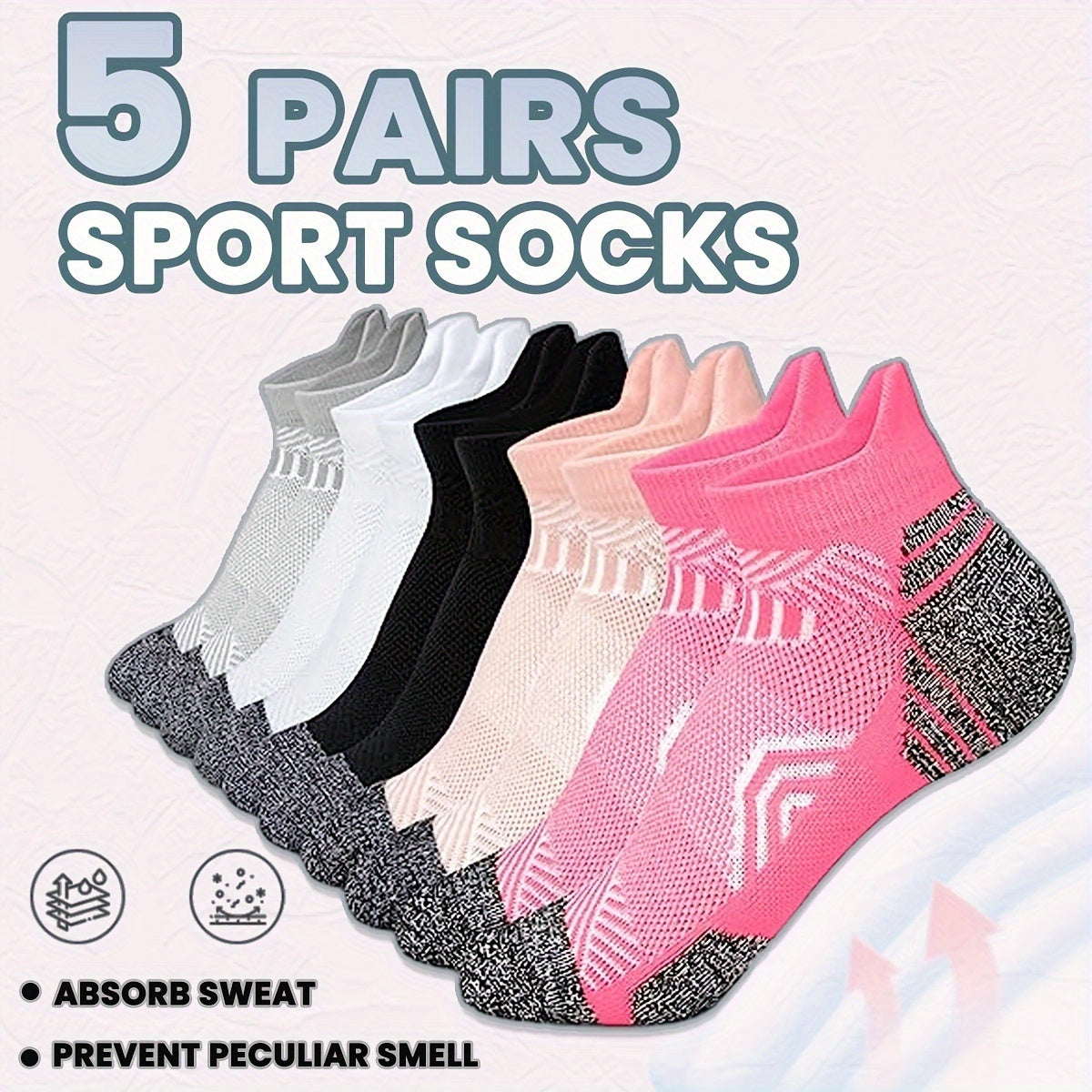 Dames Sokken – Compressie Sport Sokken van Ademend Materiaal, Set van 5 Paar voor Hardlopen en Casual Gebruik