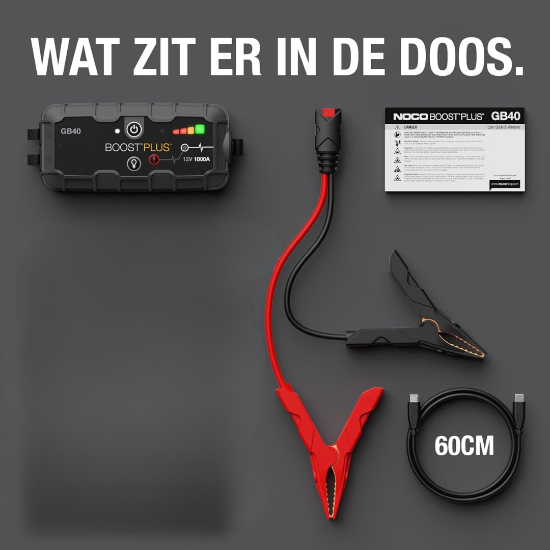 Boost Plus GB40 | 1000A Draagbare Jumpstarter voor Auto – 12V Accubooster & Powerbank voor Benzine en Diesel