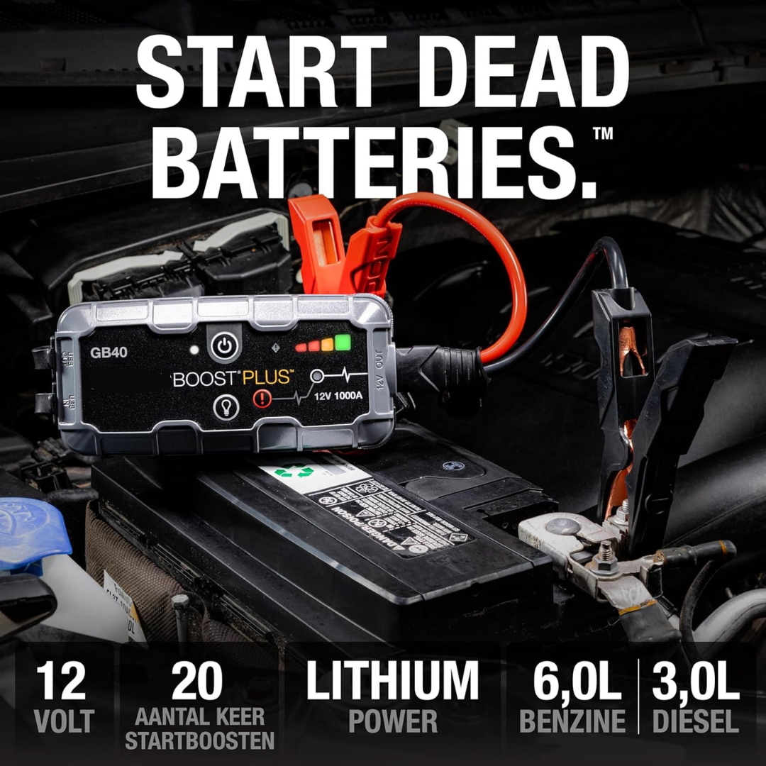 Boost Plus GB40 | 1000A Draagbare Jumpstarter voor Auto – 12V Accubooster & Powerbank voor Benzine en Diesel