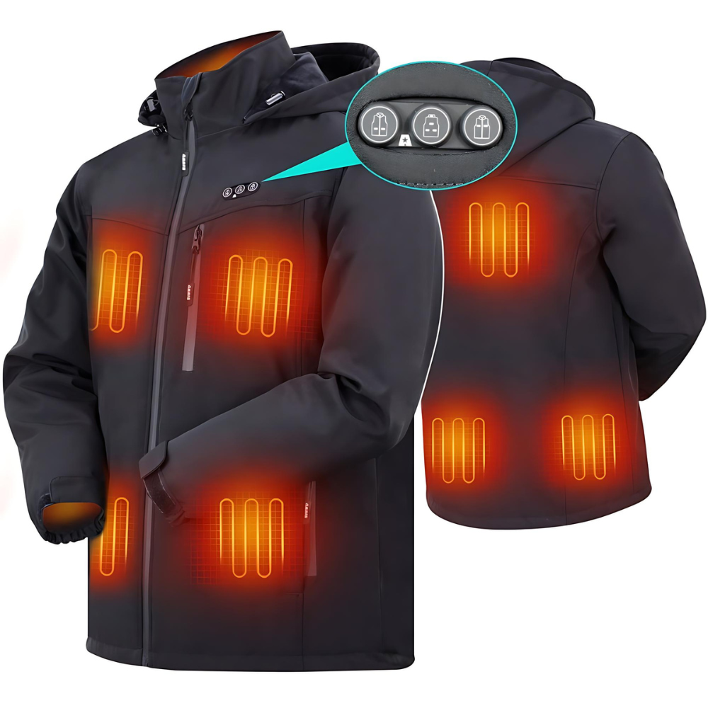 Calorix Heren Verwarmde Jas met 8 Warmtezones - Waterbestendig en Ademend Winterjack met Instelbare Warmtestanden - Werkt op Powerbank