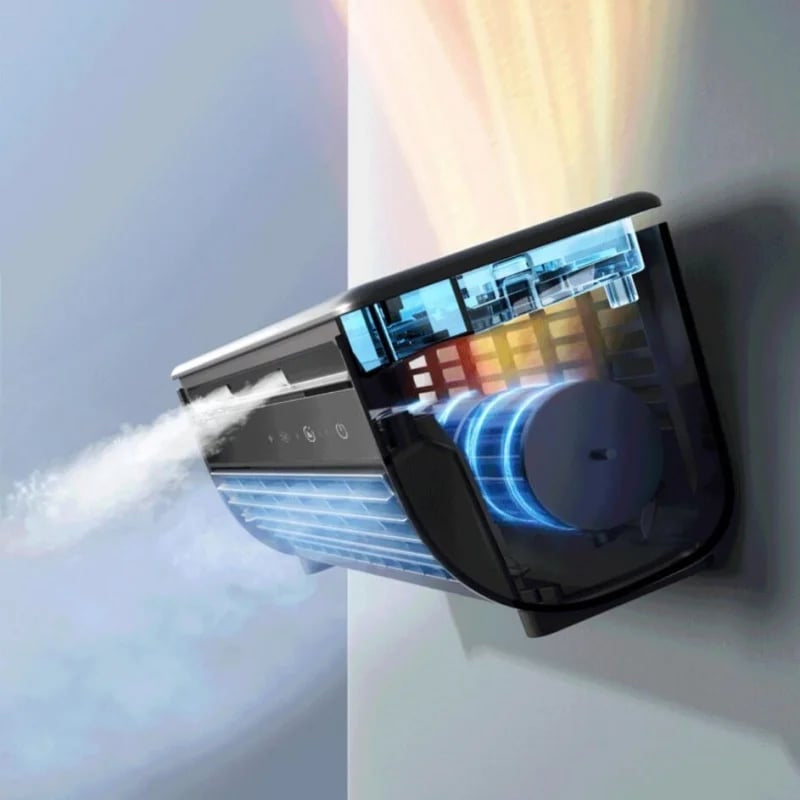 Draagbare airco-ventilator met wandmontage – compacte en krachtige verkoeling voor warme zomerdagen