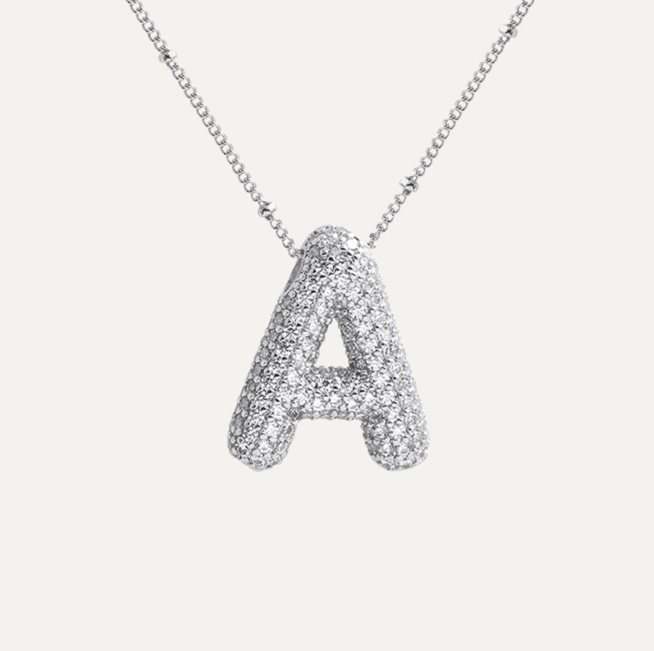 Dames Ketting – Initial Hanger – Fonkelende Stenen – Verfijnde Schakelketting – Statement Sieraad