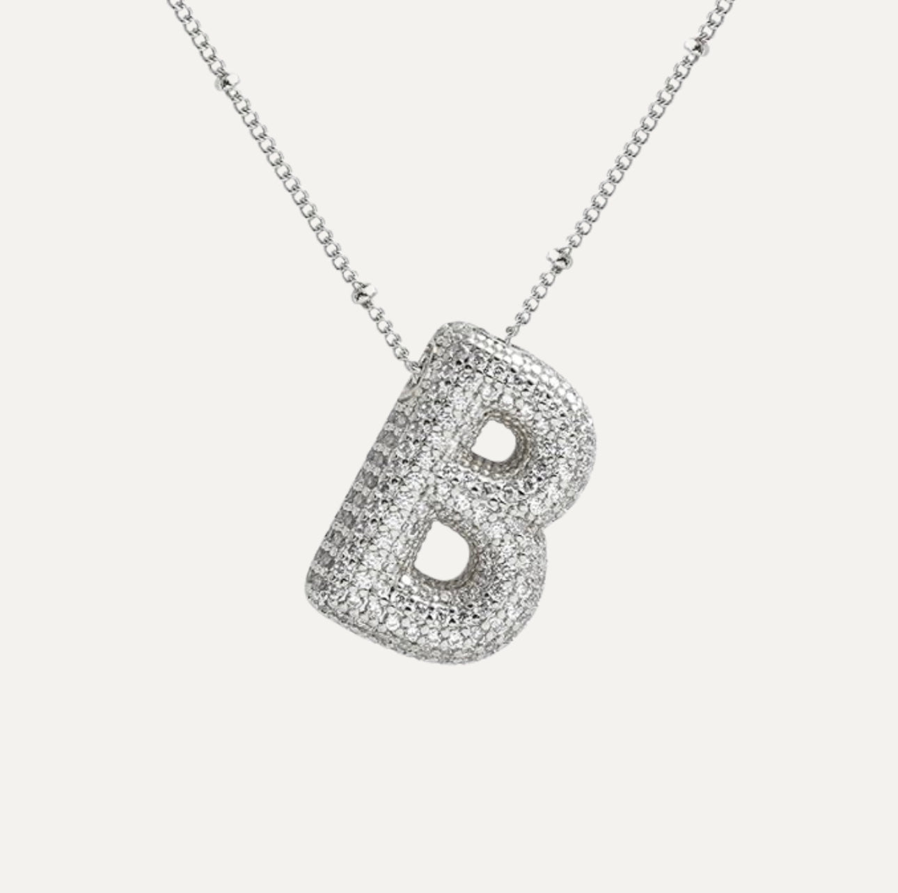 Dames Ketting – Initial Hanger – Fonkelende Stenen – Verfijnde Schakelketting – Statement Sieraad