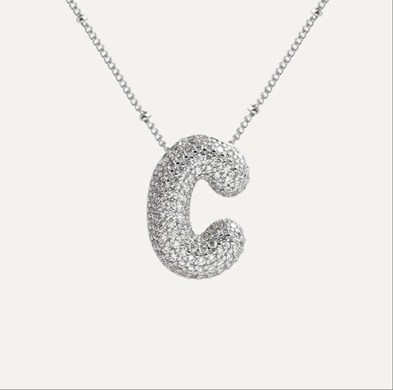 Dames Ketting – Initial Hanger – Fonkelende Stenen – Verfijnde Schakelketting – Statement Sieraad