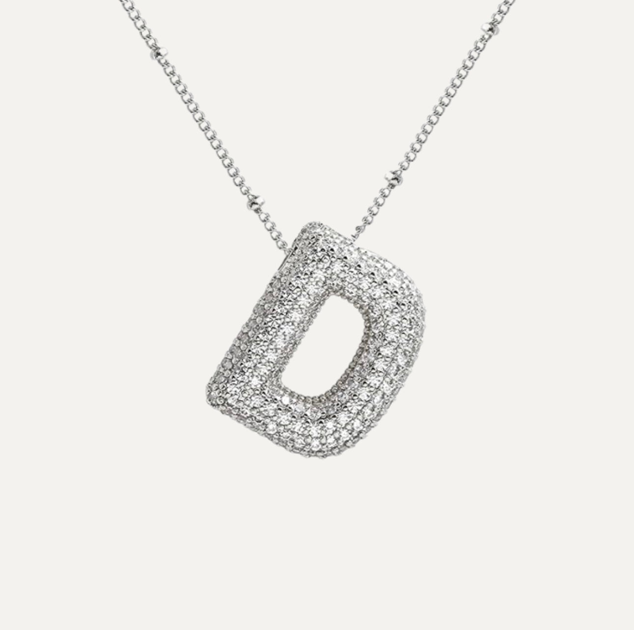 Dames Ketting – Initial Hanger – Fonkelende Stenen – Verfijnde Schakelketting – Statement Sieraad