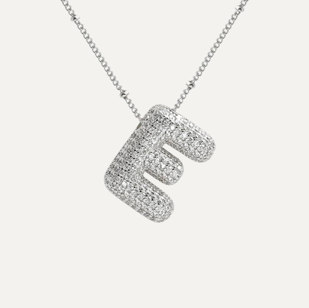 Dames Ketting – Initial Hanger – Fonkelende Stenen – Verfijnde Schakelketting – Statement Sieraad