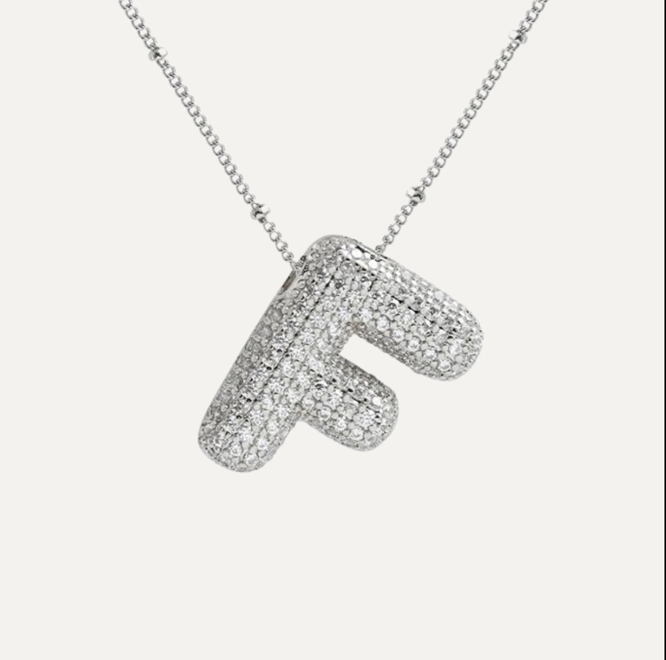 Dames Ketting – Initial Hanger – Fonkelende Stenen – Verfijnde Schakelketting – Statement Sieraad