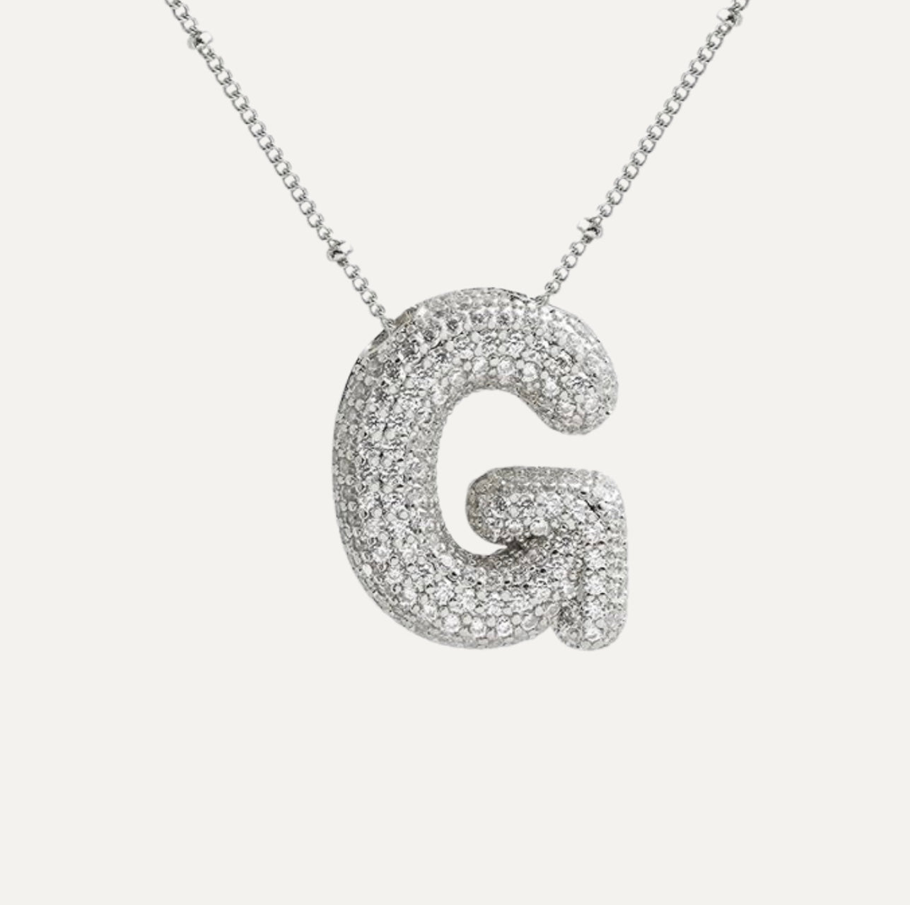 Dames Ketting – Initial Hanger – Fonkelende Stenen – Verfijnde Schakelketting – Statement Sieraad