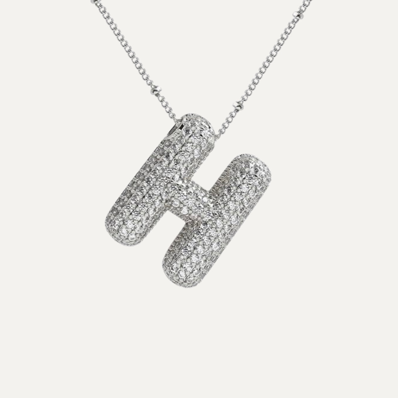 Dames Ketting – Initial Hanger – Fonkelende Stenen – Verfijnde Schakelketting – Statement Sieraad