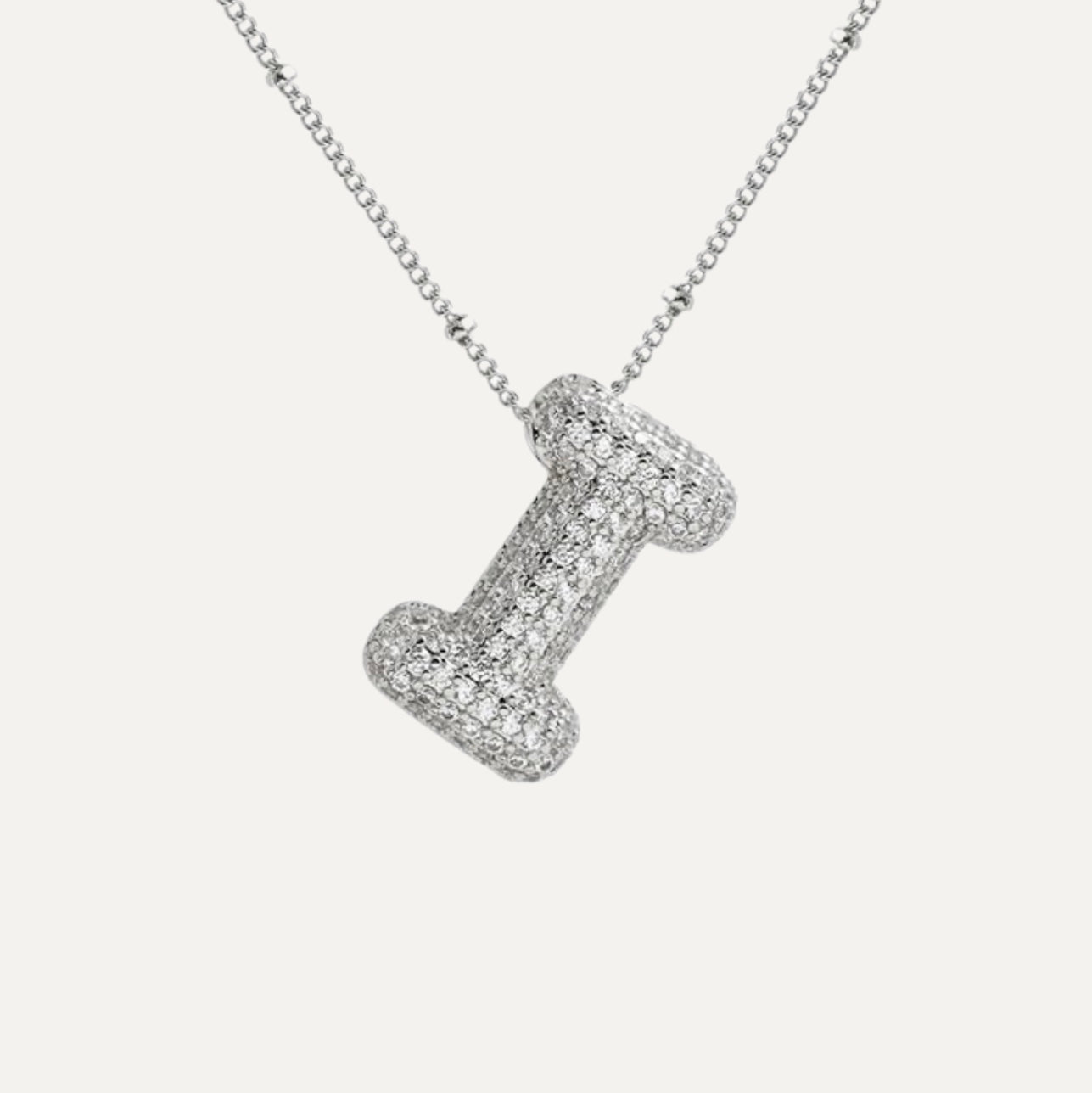 Dames Ketting – Initial Hanger – Fonkelende Stenen – Verfijnde Schakelketting – Statement Sieraad