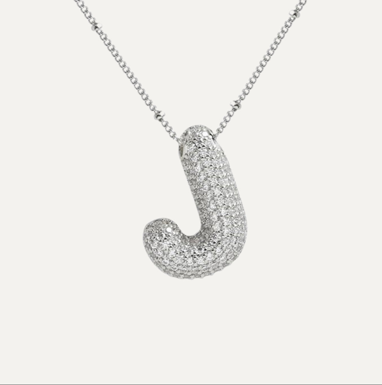 Dames Ketting – Initial Hanger – Fonkelende Stenen – Verfijnde Schakelketting – Statement Sieraad