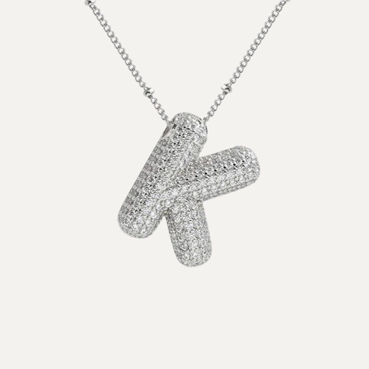 Dames Ketting – Initial Hanger – Fonkelende Stenen – Verfijnde Schakelketting – Statement Sieraad