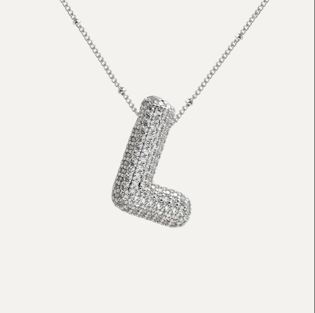 Dames Ketting – Initial Hanger – Fonkelende Stenen – Verfijnde Schakelketting – Statement Sieraad
