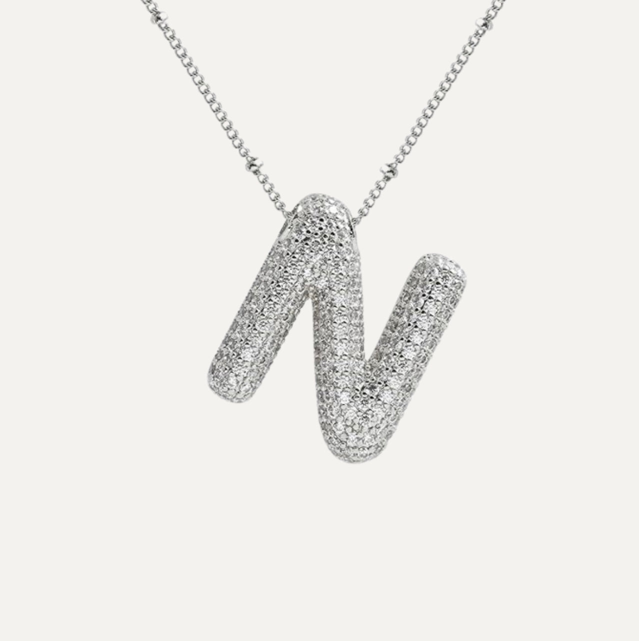 Dames Ketting – Initial Hanger – Fonkelende Stenen – Verfijnde Schakelketting – Statement Sieraad