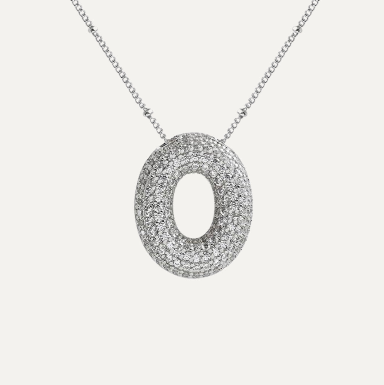 Dames Ketting – Initial Hanger – Fonkelende Stenen – Verfijnde Schakelketting – Statement Sieraad