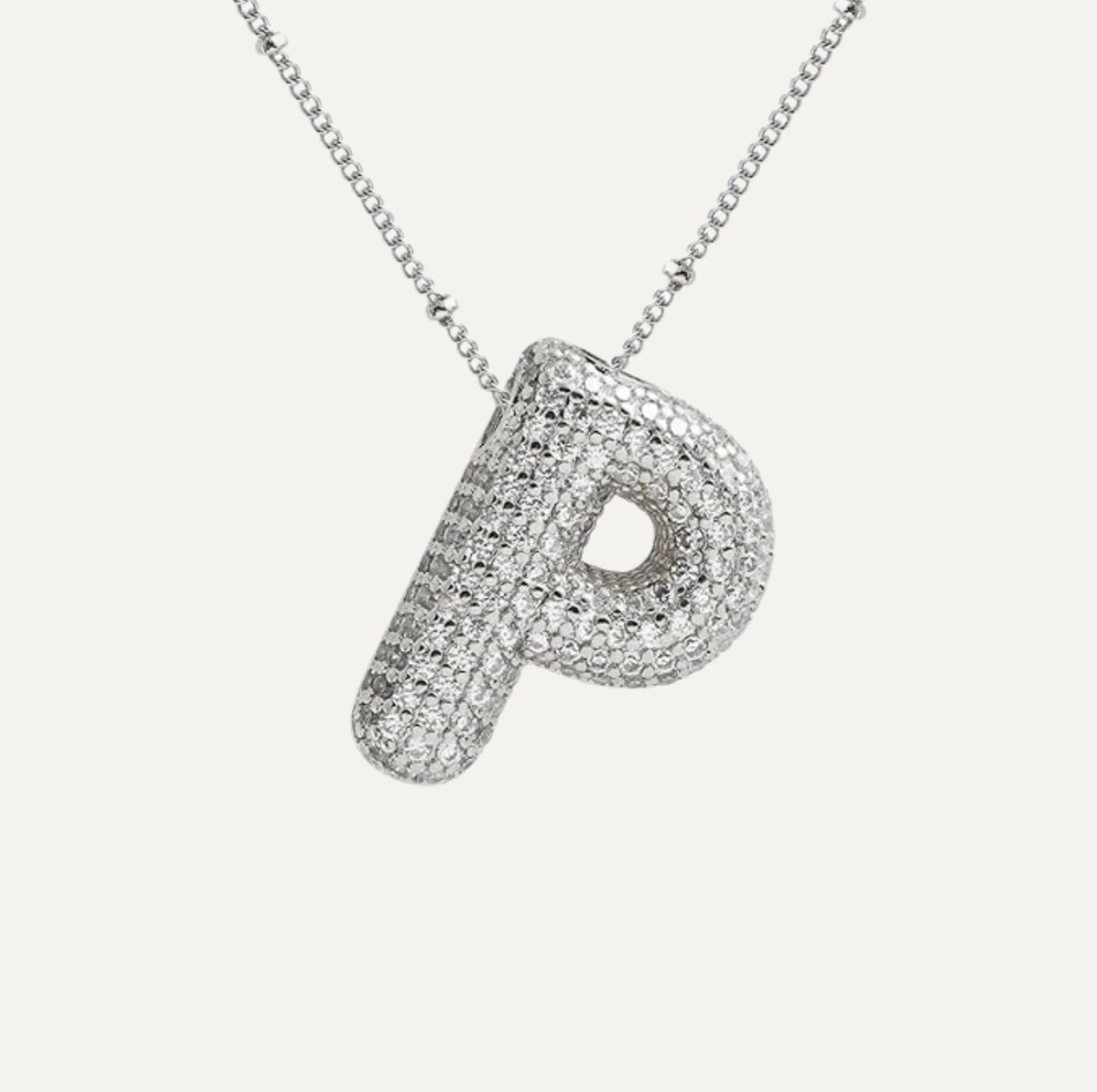 Dames Ketting – Initial Hanger – Fonkelende Stenen – Verfijnde Schakelketting – Statement Sieraad